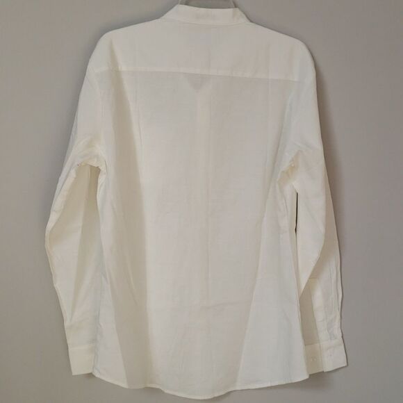NWT Coofandy Shirt Mens Medium Linen Cotton Blend Long Sleeve Mandarin Collar - Picture 3 of 5